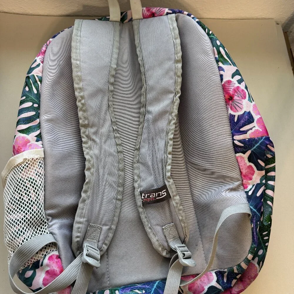 Trans by Jansport Floral Backpack Unisex Large Pink Multicolor School Bag